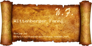 Wittenberger Fanni névjegykártya